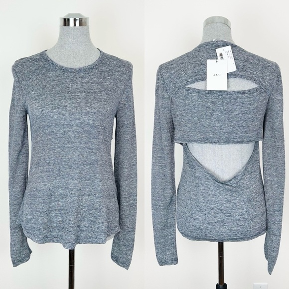 A.L.C. Gray Open Back Long Sleeve Top - Picture 1 of 11